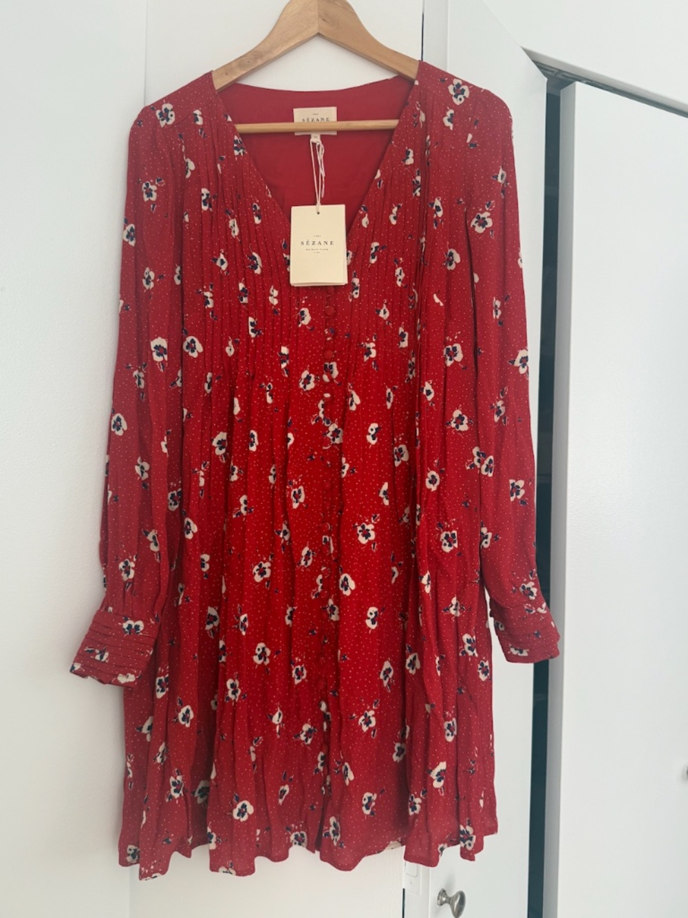 NWT Sézane Joe Dress in Red Bouquet Print